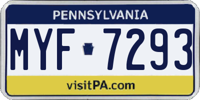 PA license plate MYF7293