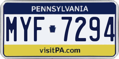 PA license plate MYF7294