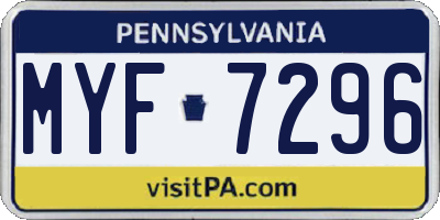 PA license plate MYF7296