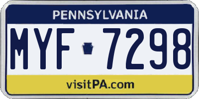 PA license plate MYF7298