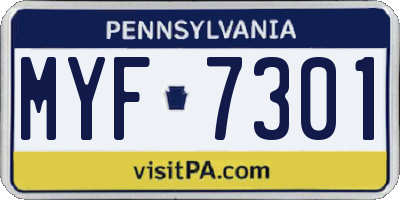 PA license plate MYF7301