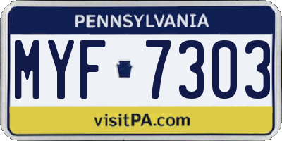 PA license plate MYF7303