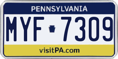 PA license plate MYF7309