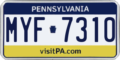 PA license plate MYF7310