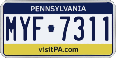 PA license plate MYF7311