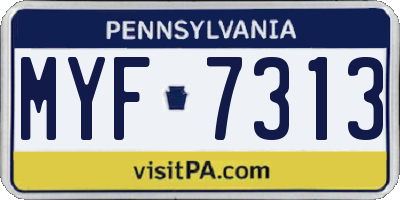 PA license plate MYF7313