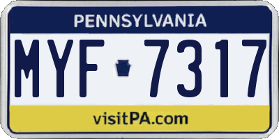 PA license plate MYF7317