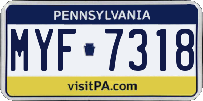 PA license plate MYF7318