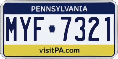 PA license plate MYF7321