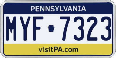 PA license plate MYF7323