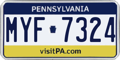 PA license plate MYF7324