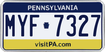 PA license plate MYF7327