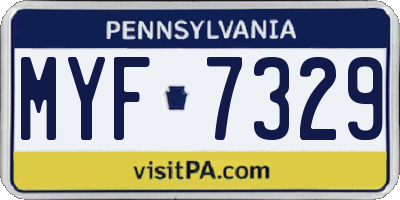 PA license plate MYF7329