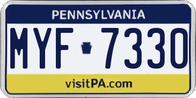 PA license plate MYF7330