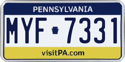 PA license plate MYF7331