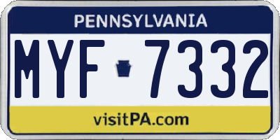 PA license plate MYF7332