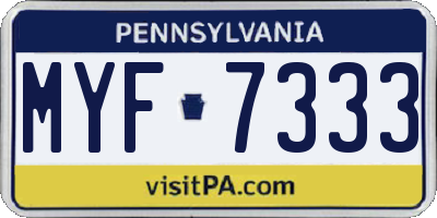 PA license plate MYF7333