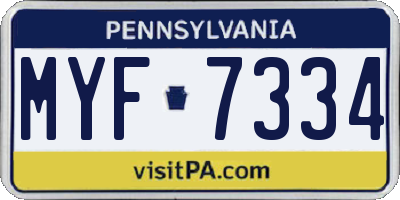 PA license plate MYF7334