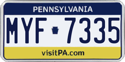 PA license plate MYF7335