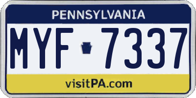 PA license plate MYF7337