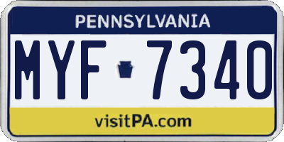 PA license plate MYF7340