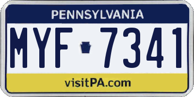 PA license plate MYF7341