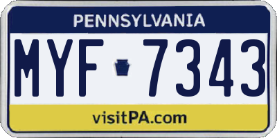 PA license plate MYF7343