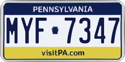 PA license plate MYF7347