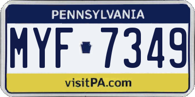 PA license plate MYF7349
