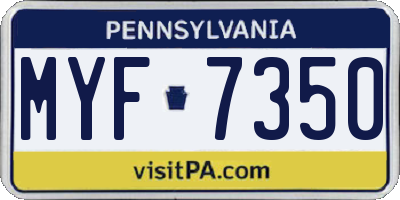 PA license plate MYF7350