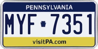 PA license plate MYF7351