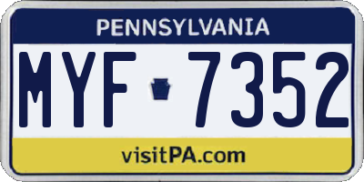 PA license plate MYF7352