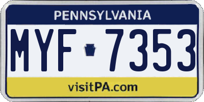 PA license plate MYF7353