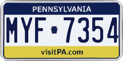 PA license plate MYF7354