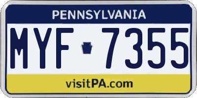 PA license plate MYF7355