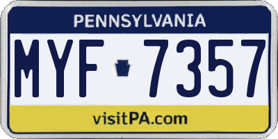 PA license plate MYF7357