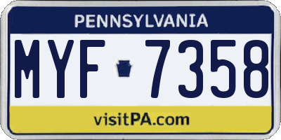 PA license plate MYF7358