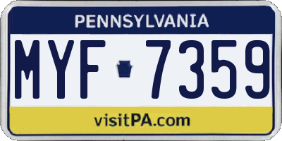 PA license plate MYF7359