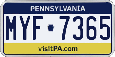 PA license plate MYF7365