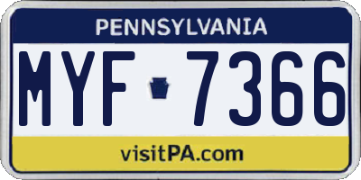 PA license plate MYF7366
