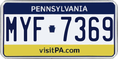 PA license plate MYF7369