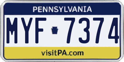 PA license plate MYF7374
