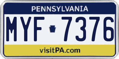 PA license plate MYF7376
