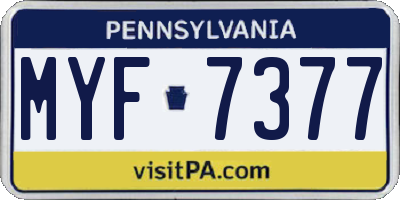PA license plate MYF7377