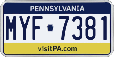 PA license plate MYF7381