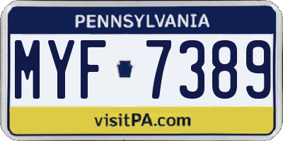 PA license plate MYF7389