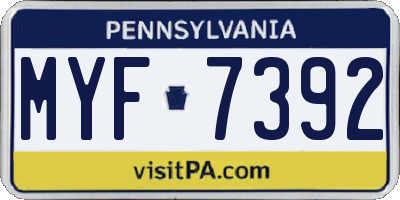 PA license plate MYF7392