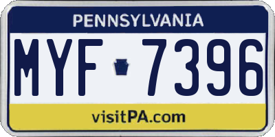 PA license plate MYF7396
