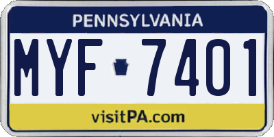 PA license plate MYF7401
