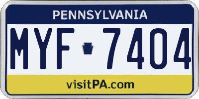 PA license plate MYF7404